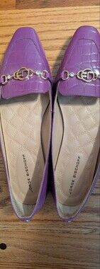 Jorge Bischoff Purple Croc-Effect Chain Loafers